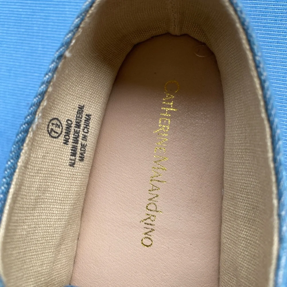 Catherine Malandrino Light Blue Denim Lace Up Espadrille Sneakers  size 7 1/2